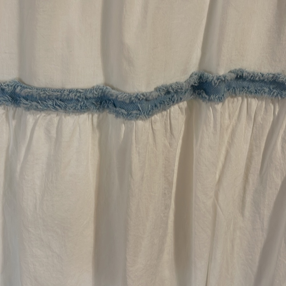 SOLD - Sexy Frayed Denim and White Cotton Sundress - Picture 8 of 12